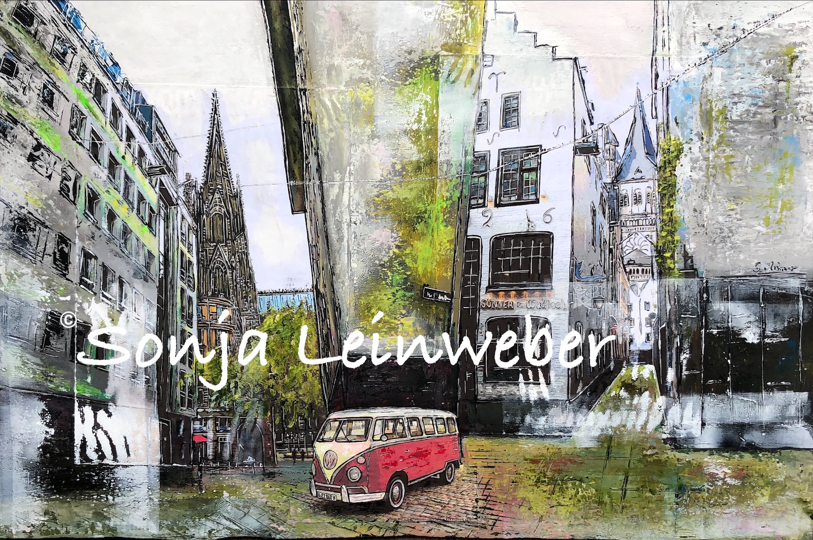 Der Bus – Köln-Collage von Sonja Leinweber