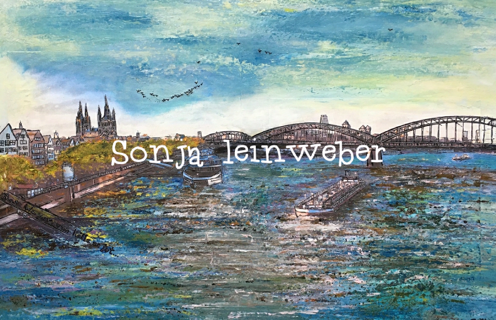 Rhein – Brückensicht – Köln-Collage von Sonja Leinweber