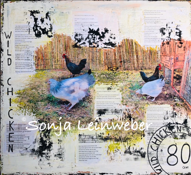 Wilde Hühner – Köln-Collage von Sonja Leinweber